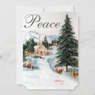 Country Church Winter Mountain Scene Foto Card Feiertagskarte