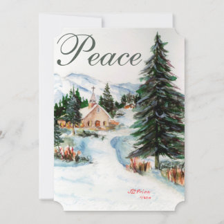 Country Church Winter Mountain Scene Foto Card Feiertagskarte