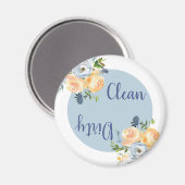 Country Clean Dirty Floral Blue Geschirrspülmaschi Magnet (Vorderseite/Rückseite)