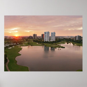 Country Club bei Sonnenuntergang, Aventura, Florid Poster