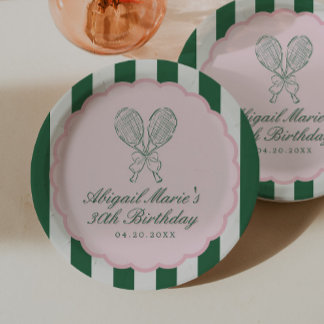 Country Club Courtside Racquet Tennis Geburtstag Pappteller