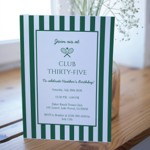 Country Club Tennis Geburtstagsparty Grüner Streif Einladung