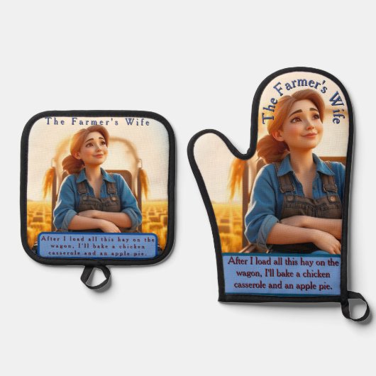Country Cosy Hay Oven Mitt and Pot Holder Set (Vorderseite)