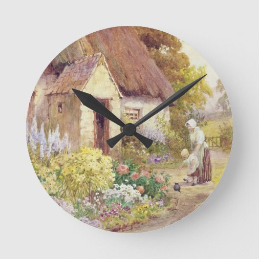 Country Cottage Runde Wanduhr (Vorderseite)