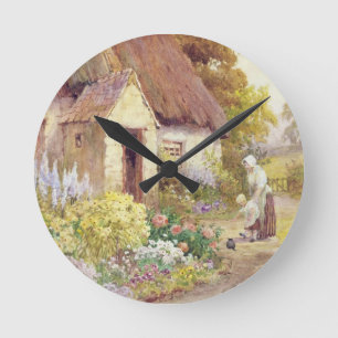 Country Cottage Runde Wanduhr