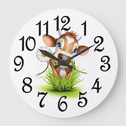 Country Cow Acrylic Wall Clock Große Wanduhr (Vorderseite)