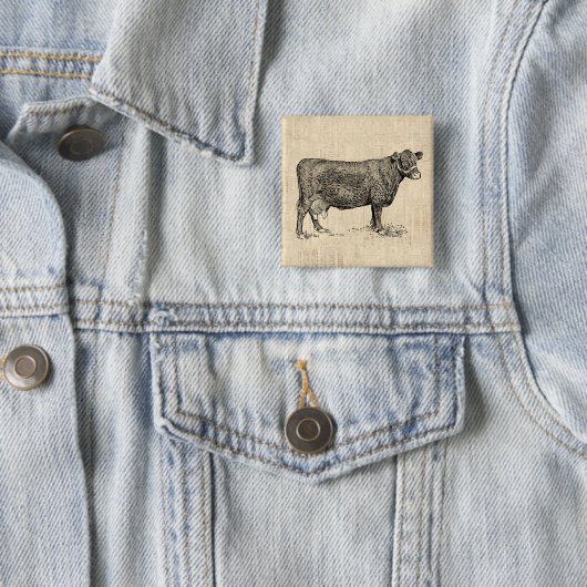 Country Cow Illustriert Art Button (Beispiel)
