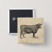 Country Cow Illustriert Art Button (Vorne & Hinten)