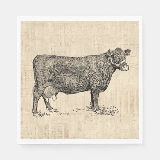 Country Cow Illustriert Art Serviette (Vorderseite)