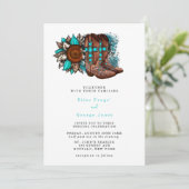 Country Cowboy Boots Barn Wedding Einladung (Stehend Vorderseite)