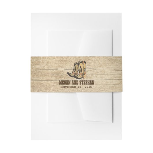 Country Cowboy Boots Rustikale Hochzeit Einladungsbanderole (Vorderseite Beispiel)