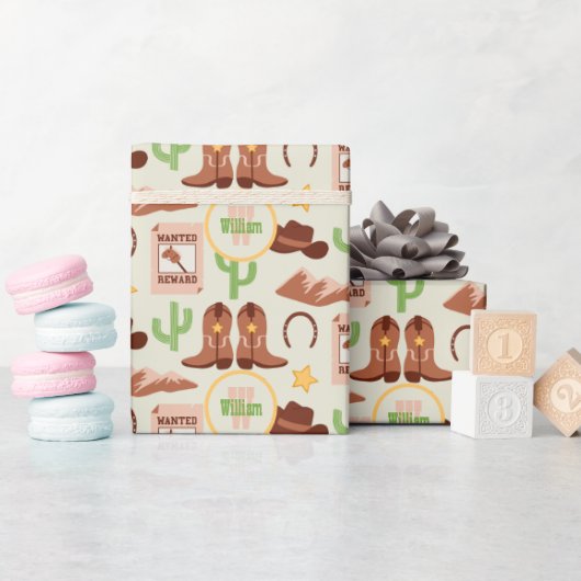 Country Cowboy Boots Stick Horse Wüste Western Geschenkpapier (Babyparty)