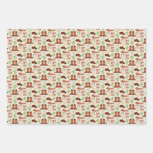 Country Cowboy Boots Stick Horse Wüste Western Geschenkpapier Set (Vorderseite 3)