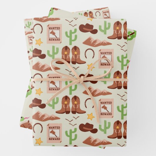 Country Cowboy Boots Stick Horse Wüste Western Geschenkpapier Set (Beispiel)