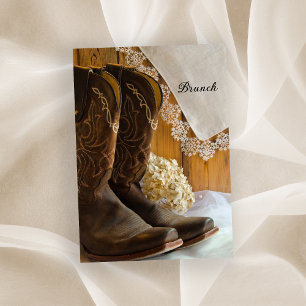 Country Cowboy Boots und Lace Post Wedding Brunch Einladung