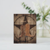 Country Cowboy Boots Western Hochzeit danke Postkarte (Stehend Vorderseite)