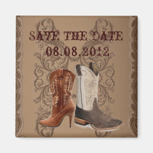Country Cowboy Boots Western Wedding speichern das Magnet