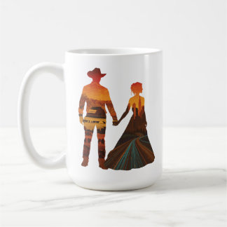 Country Cowboy & City Girl Silhouette Kaffeetasse