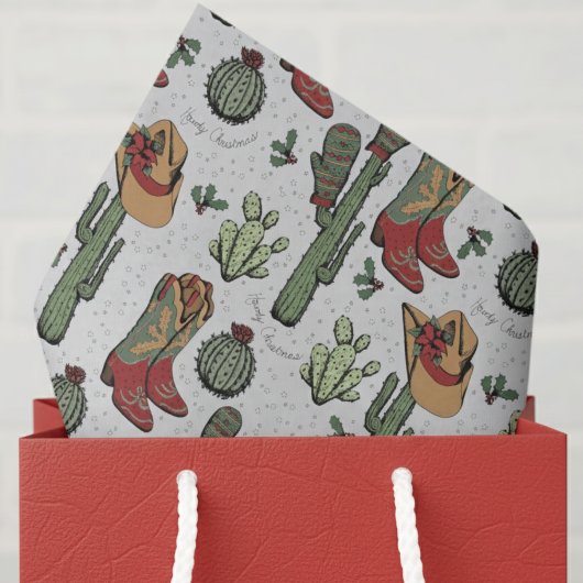 Country Cowboy Howdy Christmas Gray Seidenpapier