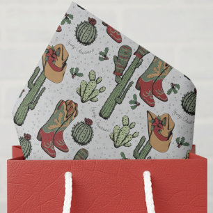 Country Cowboy Howdy Weihnachten Grau Seidenpapier