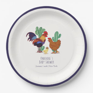Country Cowboy Kaktus Hahn Huhn Baby Shower  Pappteller