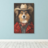Country Cowboy Shetland Sheepdog | Sheltie Leinwanddruck (Insitu (Holzboden))