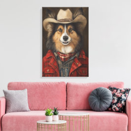 Country Cowboy Shetland Sheepdog | Sheltie Leinwanddruck