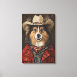 Country Cowboy Shetland Sheepdog | Sheltie Leinwanddruck