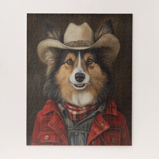 Country Cowboy Shetland Sheepdog | Sheltie Puzzle (Vertikal)
