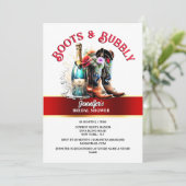 Country Cowboy Stiefel Wildblume Sommerblase Einladung (Stehend Vorderseite)