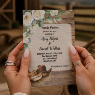 Country Cowboy Western Hochzeitseinladung Einladung