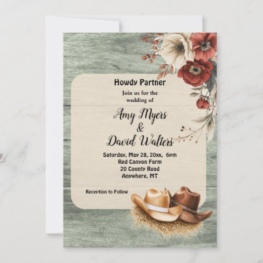 Country Cowboy Western Wedding Invitation (rust) Einladung (Vorderseite)
