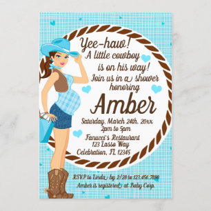 Country CowGirl Baby Boy Dusche Einladung