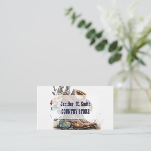 Country Cowgirl Boots Flower Hat Texas Visitenkarte (Stehend Vorderseite)