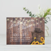 Country Cowgirl Rustic Sonnenblumen Brautparty Einladung (Stehend Vorderseite)