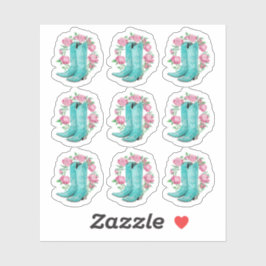 Country Cowgirl Stiefel & Shabby Rose Planer Sheet Aufkleber