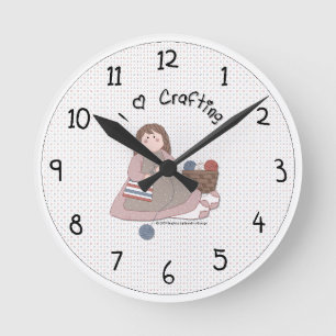 Country Crafting Wall Clock Runde Wanduhr