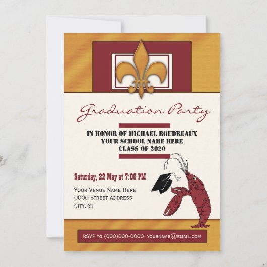 Country Crawfish Graduation Party Einladung (Vorderseite)