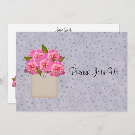 Country Crock of Peonies Wedding Einladung (Vorne/Hinten)