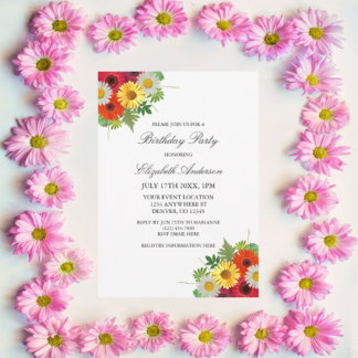Country Daisies Birthday Einladung