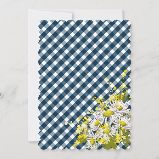 Country Daisies Gingham Karo Boy Baby Shower Einladung (Rückseite)