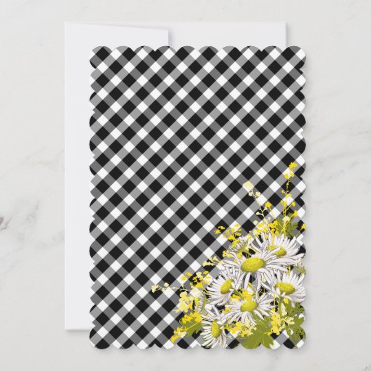 Country Daisies Gingham Karo Girl Baby Shower Einladung (Rückseite)