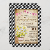 Country Daisies Gingham Karo Girl Baby Shower Einladung (Vorne/Hinten)