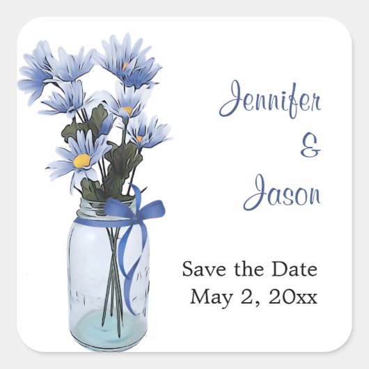 Country Daisies Mason Jar - Save the Date Stickers (Vorderseite)