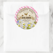 Country Daisies Pink Gingham Karo Baby Shower Runder Aufkleber (Tasche)