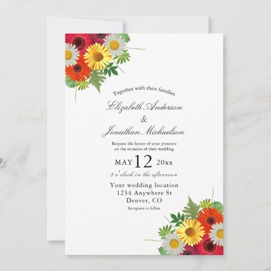 Country Daisies Wedding Einladung (Vorderseite)