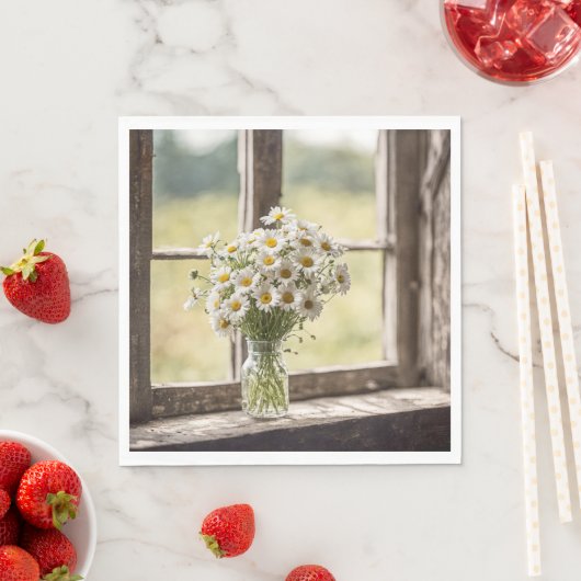 Country Daisy Bouquet im Fenster Serviette (Beispiel)