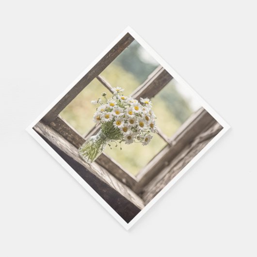 Country Daisy Bouquet im Fenster Serviette (Ecke)