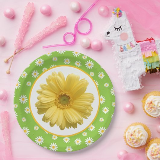 Country Daisy Muster Green Pappteller (Party)