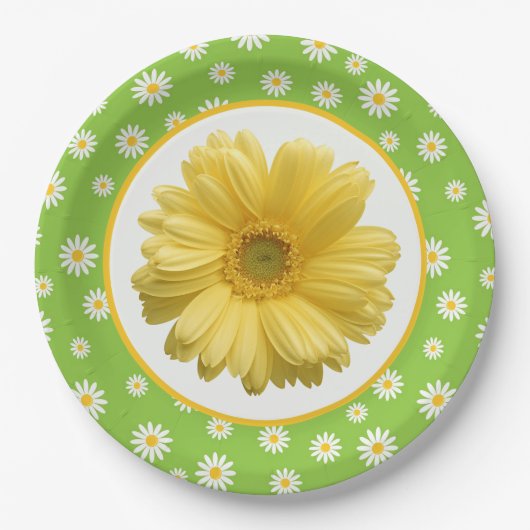 Country Daisy Muster Green Pappteller (Vorderseite)